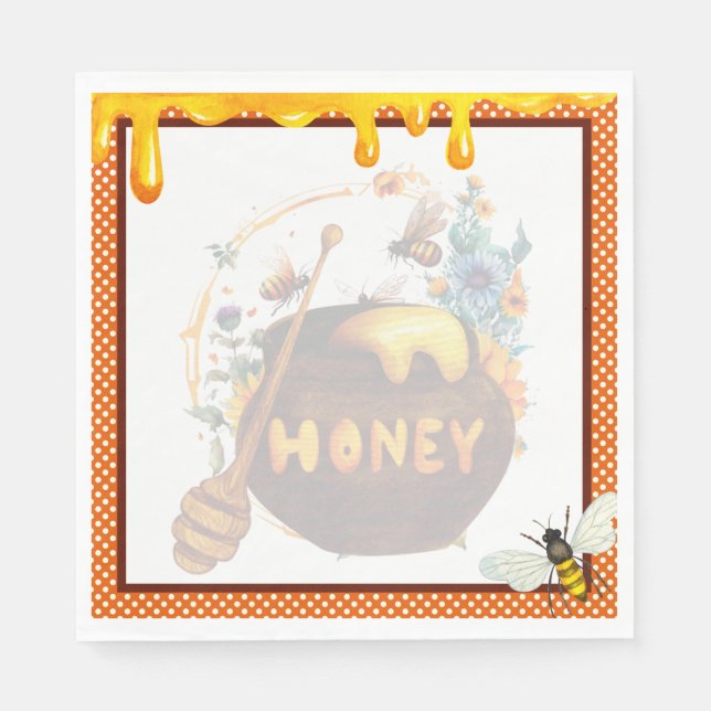 Servilleta De Papel Sweet Honeybee Baby Shower Napkins (Anverso)