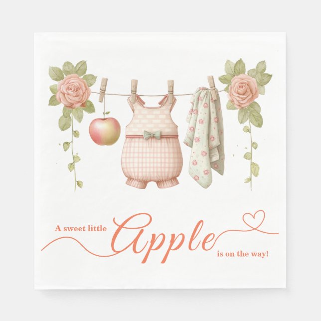 Servilleta De Papel Sweet Little Apple Baby Shower | Fall Rustic Baby  (Anverso)