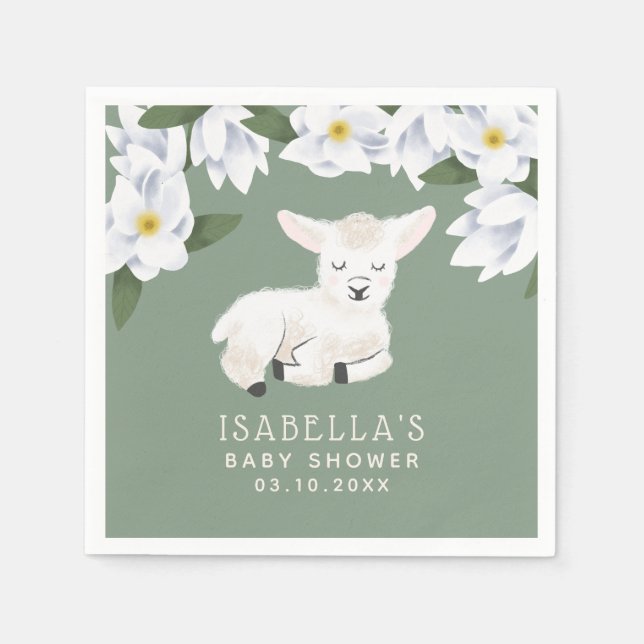 Servilleta De Papel Sweet Little Lamb Baby Shower (Anverso)