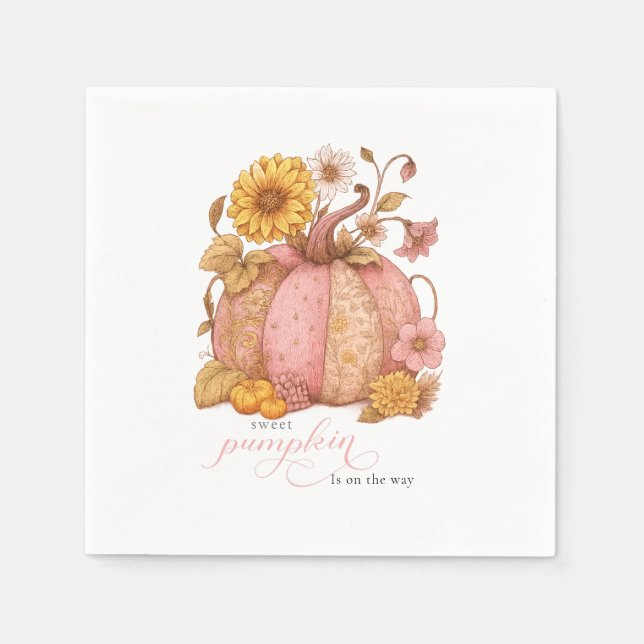 Servilleta De Papel Sweet Little patch pumpkin florals is on the way (Anverso)