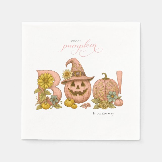 Servilleta De Papel Sweet Little patch pumpkin florals is on the way (Anverso)