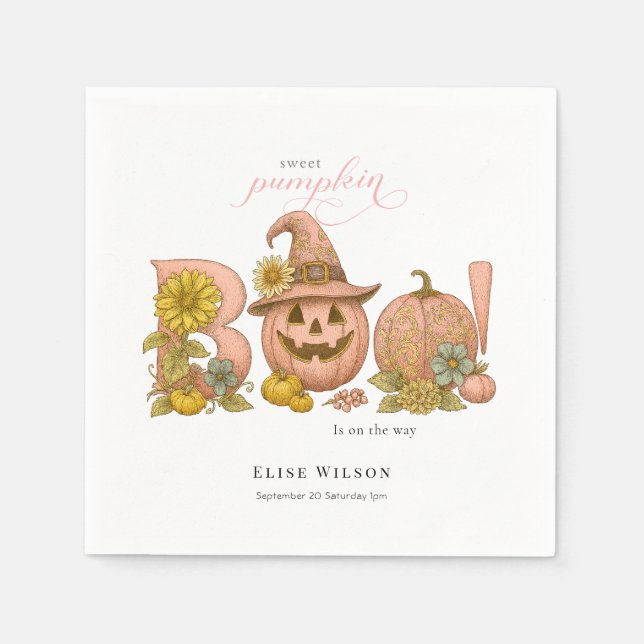 Servilleta De Papel Sweet Little patch pumpkin florals is on the way (Anverso)
