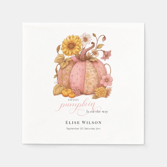 Servilleta De Papel Sweet Little patch pumpkin florals is on the way (Anverso)