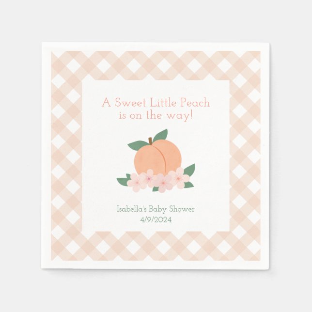 Servilleta De Papel Sweet Little Peach Baby Shower (Anverso)
