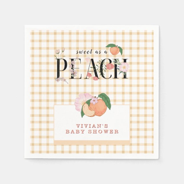 Servilleta De Papel Sweet Little Peach & Floral Baby Shower (Anverso)