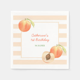 Servilleta De Papel Sweet Little Peach Stripes Girl Birthday