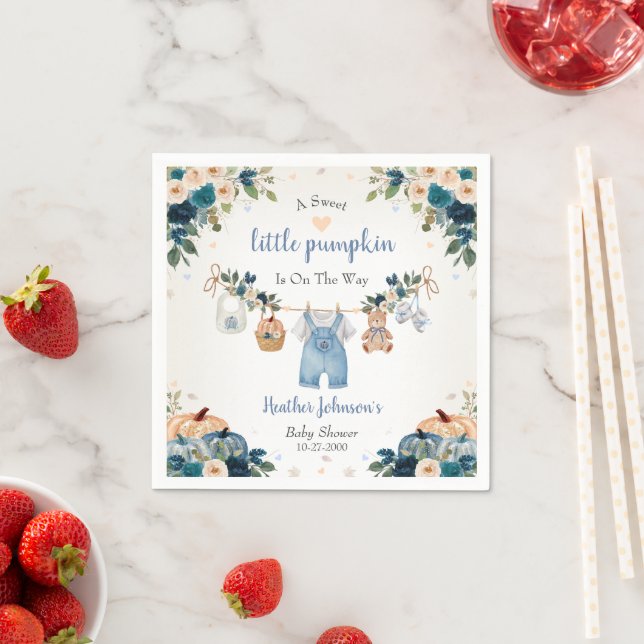 Servilleta De Papel Sweet Little Pumpkin Autumn Baby Shower (In situ)
