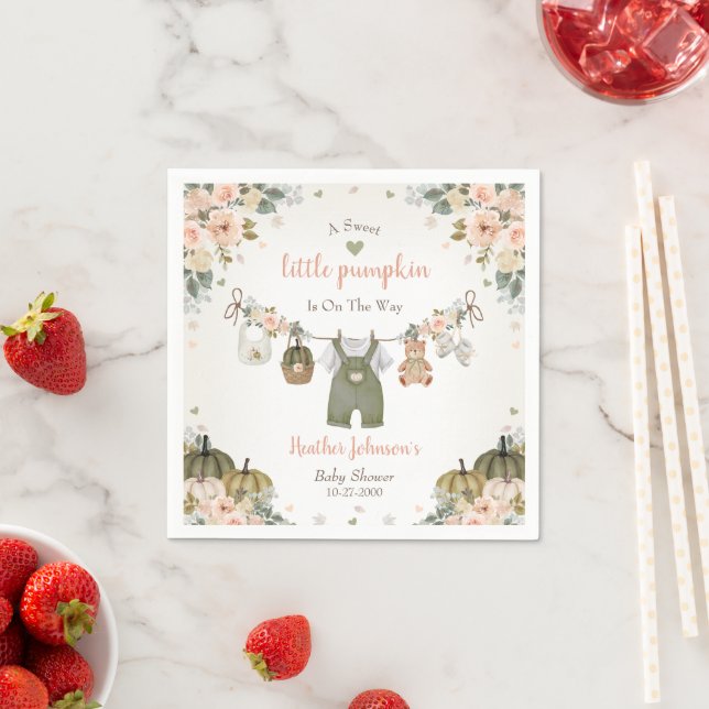 Servilleta De Papel Sweet Little Pumpkin Autumn Baby Shower (In situ)