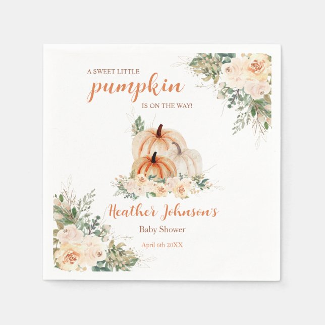 Servilleta De Papel Sweet Little Pumpkin Autumn Baby Shower (Anverso)