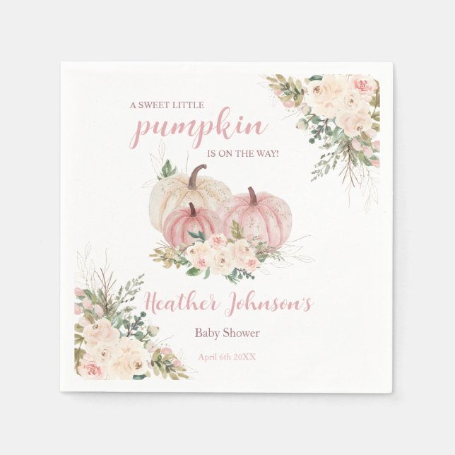 Servilleta De Papel Sweet Little Pumpkin Autumn Baby Shower (Anverso)