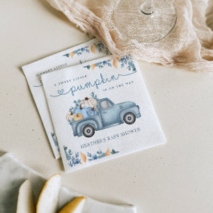 Servilleta De Papel Sweet Little Pumpkin Blue Autumn Baby Shower