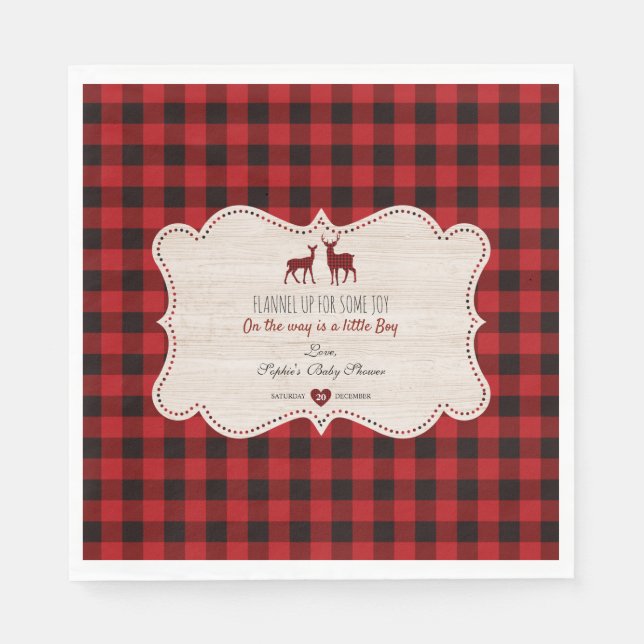 Servilleta De Papel Sweet Lumberjack Little Hunter Baby Shower (Anverso)