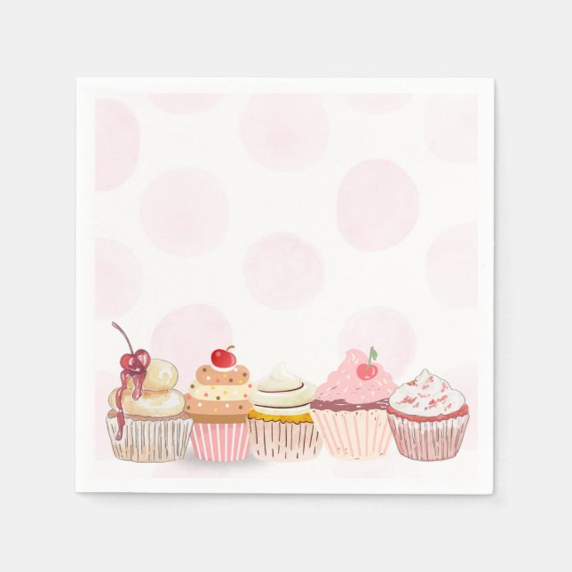 Servilleta De Papel Sweet One Cupcake Birthday Party  (Anverso)