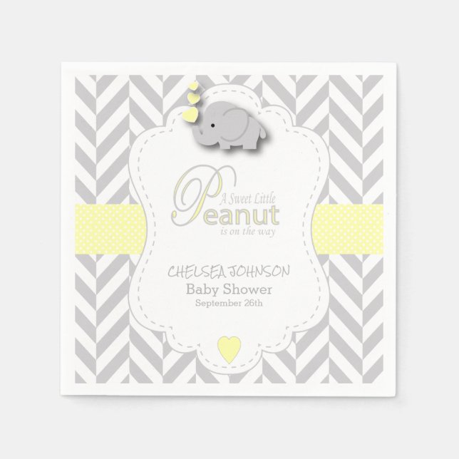 Servilleta De Papel Sweet Peanut Elephant Baby Shower (Anverso)