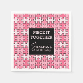Servilleta De Papel Sweet Pink Black Piece It Together Puzzle Birday