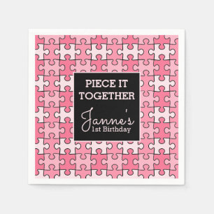 Servilleta De Papel Sweet Pink Black Piece It Together Puzzle Birday