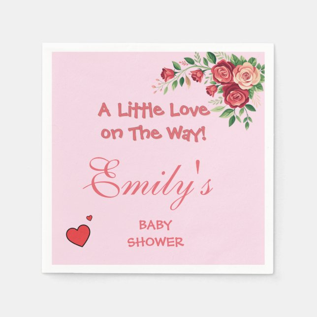 Servilleta De Papel Sweet Pink Teddy Bear Baby Shower  (Anverso)