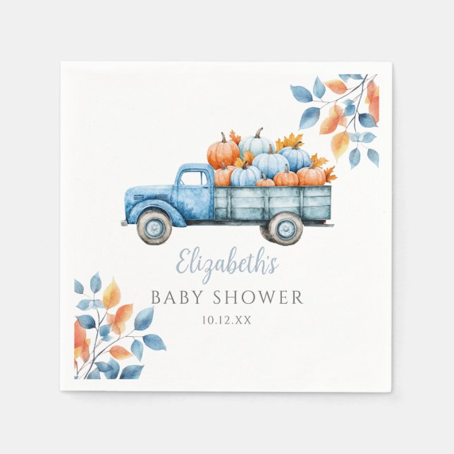 Servilleta De Papel Sweet Pumpkin Blue Boy Baby Shower (Anverso)