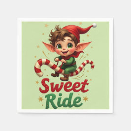 Servilleta De Papel Sweet Ride Elf Christmas Paper Napkin