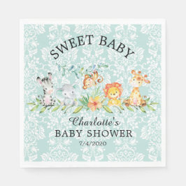 Servilleta De Papel Sweet Safari Animals Baby Shower Papeles servillet