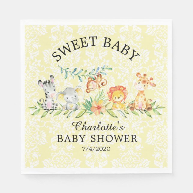 Servilleta De Papel Sweet Safari Animals Baby Shower Papeles servillet (Anverso)