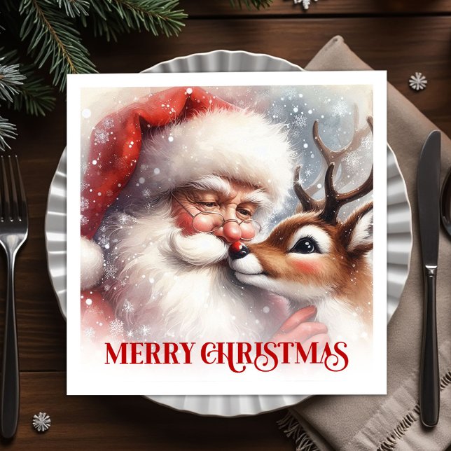 Servilleta De Papel Sweet Santa Rudolph Holiday Christmas Napkins Set (Sweet Santa Rudolph Holiday Christmas Napkins Dinner Set)