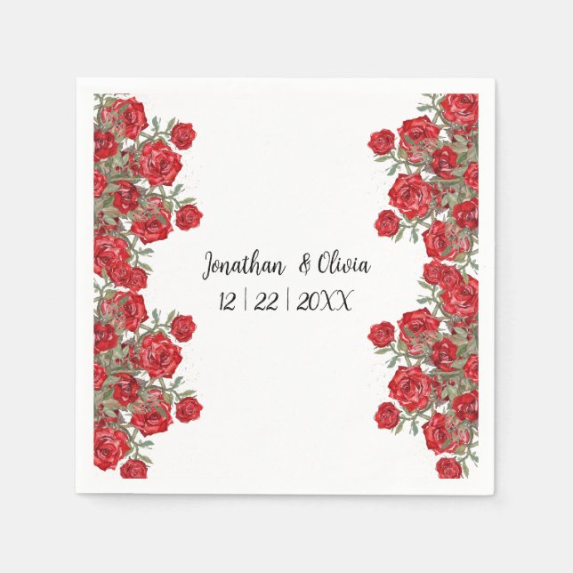 Servilleta De Papel Sweet Shower Spring red roses Wedding (Anverso)