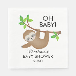 Servilleta De Papel Sweet Sloth OH BABY Napkins de papel Baby Shower