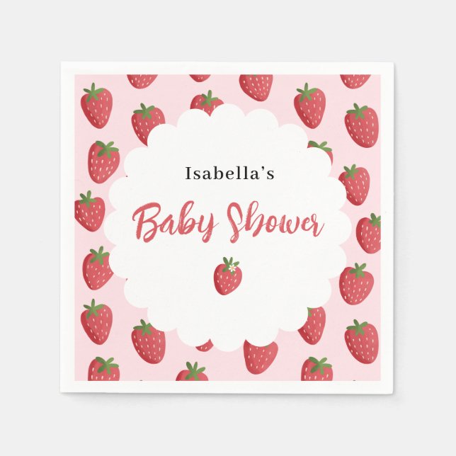 Servilleta De Papel Sweet Strawberry Personalized Baby Shower (Anverso)