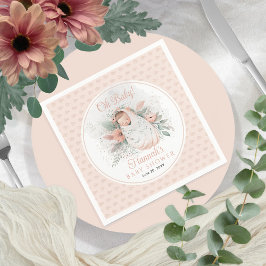 Servilleta De Papel Sweet Swaddled Oh Baby Floral Chica Baby Shower