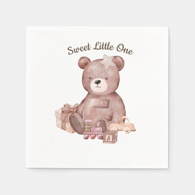 Servilleta De Papel Sweet Teddy Bear Baby Shower Napkin (Anverso)
