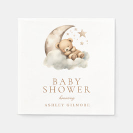 Servilleta De Papel Sweet Teddy Bear Beige Neutral Baby Shower