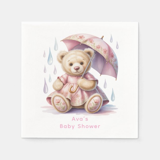 Servilleta De Papel Sweet Teddy Bear Girl Baby Shower (Anverso)
