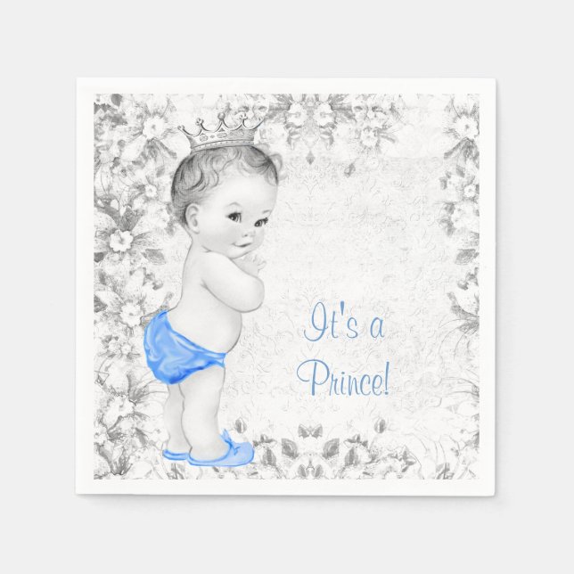Servilleta De Papel Sweet Vintage Prince Baby Shower (Anverso)