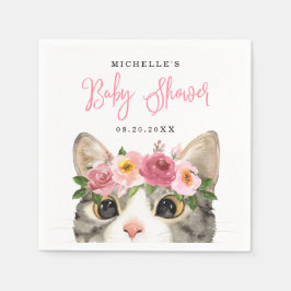 Servilleta De Papel Sweet Watercolor Kitty Chica Baby Shower