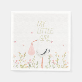 Servilleta De Papel Sweet Watercolor Stork - "My Little Girl" Baby 