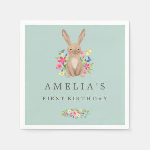 Servilleta De Papel Sweet Woodland Bunny First Birday Napkin