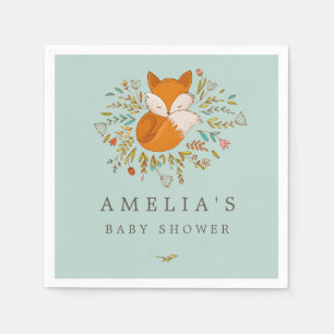 Servilleta De Papel Sweet Woodland Fox Baby Shower Napkin