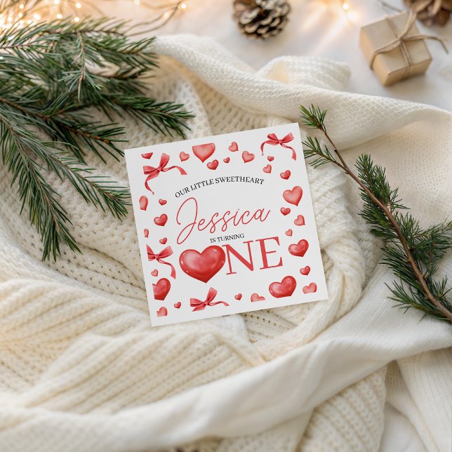 Servilleta De Papel Sweetheart Heart One Birthday Napkin (Subido por el creador)