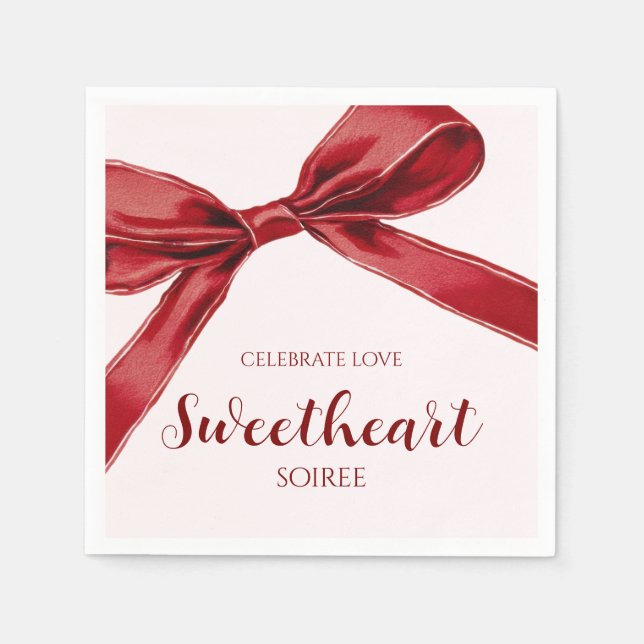 Servilleta De Papel Sweetheart Soiree Elegant Bow Valentines Day Party (Anverso)