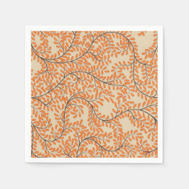 Servilleta De Papel Swirling Orange Leaves on Beige Background
