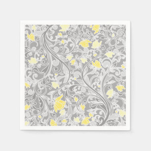 Servilleta De Papel Swirly amarillo y gris moderno floral