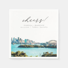Servilleta De Papel SYDNEY AUSTRALIA Watercolor Beach Skyline Boda