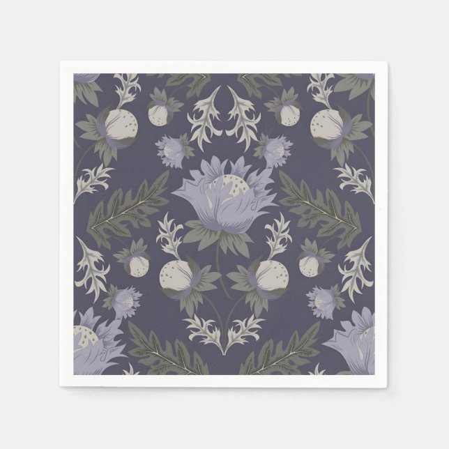 Servilleta De Papel Symmetrical dark purple floral pattern (Anverso)