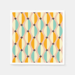 Servilleta De Papel Symmetrical retro pattern with interlocking teal