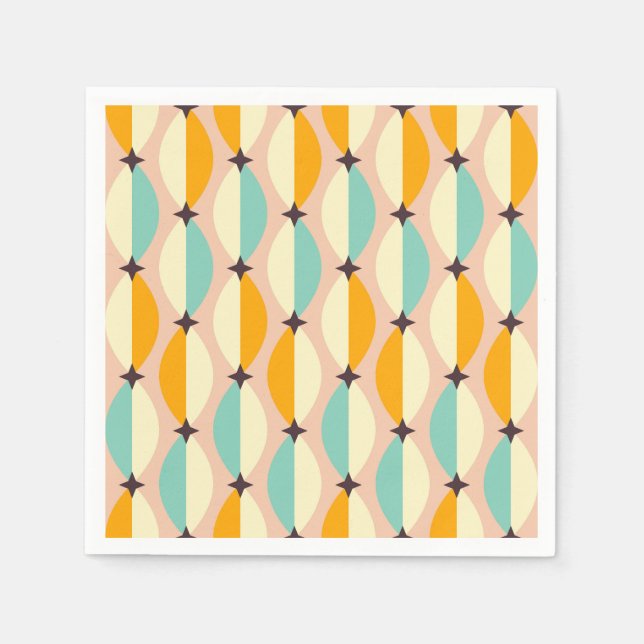 Servilleta De Papel Symmetrical retro pattern with interlocking teal (Anverso)