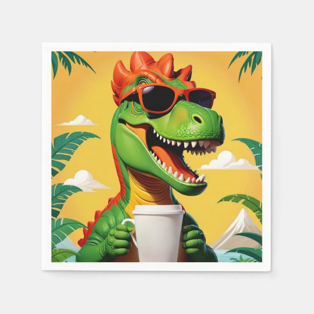 Servilleta De Papel T-Rex Dinosaur Divertido  (Anverso)