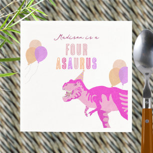 Servilleta De Papel T-Rex Rosa Cute Cualquier Era Fiesta De Cumpleaños