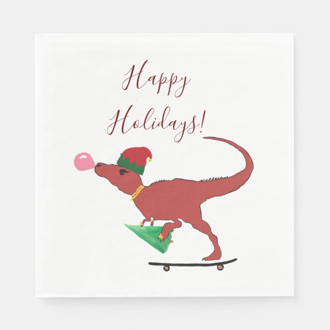 Servilleta De Papel T-rex Santa (Anverso)