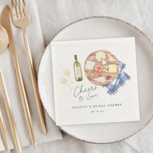 Servilleta De Papel Tabla de Charcutería Vino y Queso Brindis al Amor
